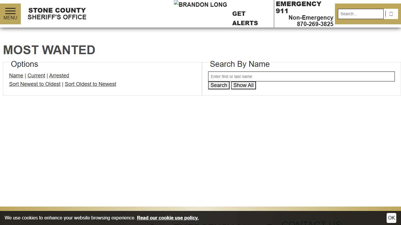 Most Wanted Stone County AR Sheriff's Office